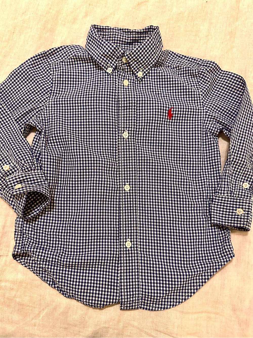 Polo by Ralph Lauren Navy and White Gingham Button-Down Shirt